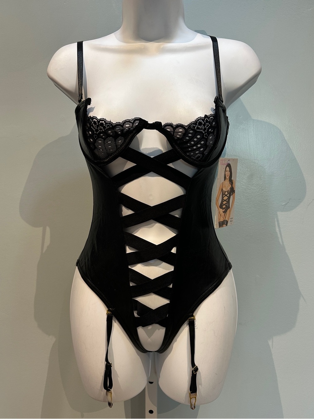 Seven Til Midnight Black Lace Teddy New with Tags Small Lingerie Bodysuit